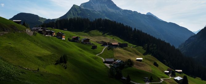 Alpine Valley with sun patches